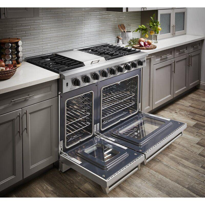 Thor Kitchen 48 in. 6.8 Cu. Ft. Double Oven Natural Gas Range in Stainless Steel LRG4807U