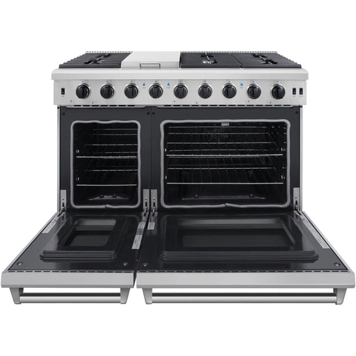 Thor Kitchen Ranges Thor Kitchen 48 in. 6.8 Cu. Ft. Double Oven Natural Gas Range in Stainless Steel LRG4807U
