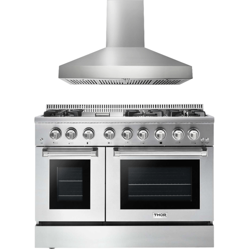 Thor Kitchen 48 in. Gas Burner, Electric Oven Range and Range Hood Appliance Package