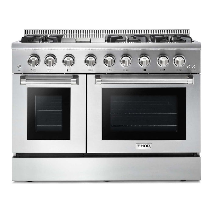 Thor Kitchen 48 In. Gas Burner, Electric Oven Range, Range Hood, Microwave Drawer  Appliance Package