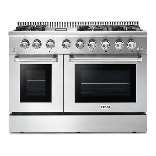 Thor Kitchen 48 In. Gas Burner, Electric Oven Range, Range Hood, Refrigerator, Dishwasher Appliance Package