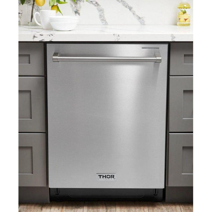 Thor Kitchen Kitchen Appliance Packages Thor Kitchen 48 In. Gas Range, Range Hood, Refrigerator with Water and Ice Dispenser, Dishwasher & Wine Cooler Appliance Package