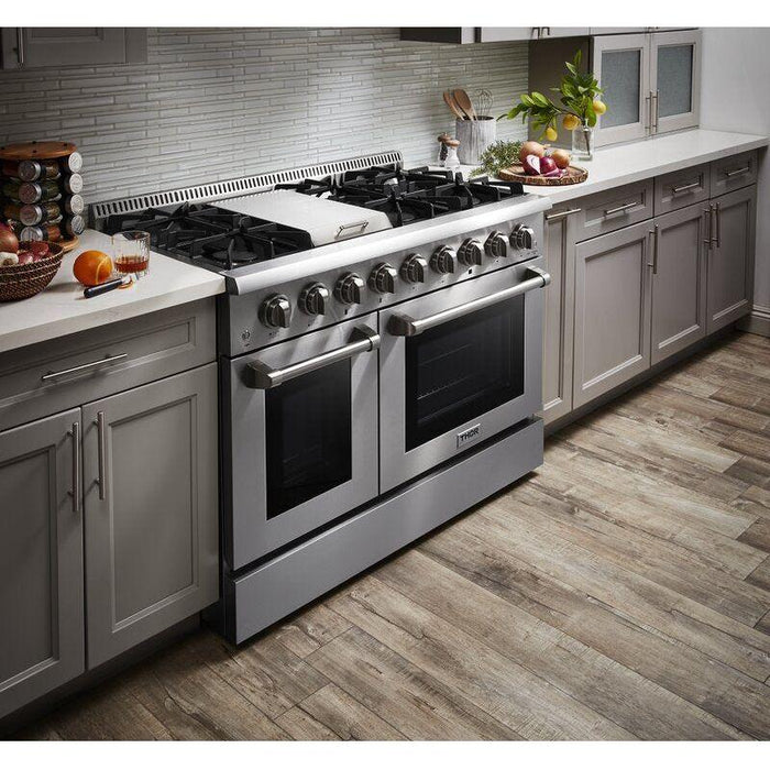 Thor Kitchen 48 in. Propane Gas Burner/Electric Oven 6.7 Cu. Ft. Range in Stainless Steel HRD4803ULP