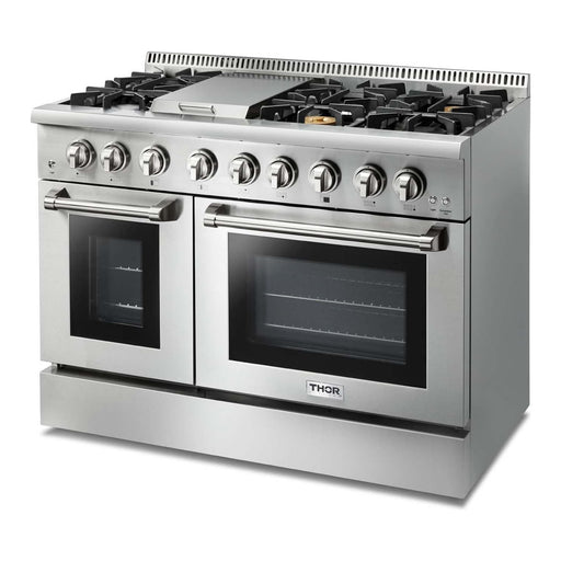 Thor Kitchen Ranges Thor Kitchen 48 in. Propane Gas Burner/Electric Oven 6.7 Cu. Ft. Range in Stainless Steel HRD4803ULP