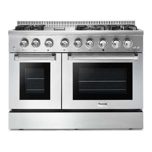 Thor Kitchen Kitchen Appliance Packages Thor Kitchen 48 In. Propane Gas Burner/Electric Oven Range, Range Hood, Refrigerator, Dishwasher, Microwave Drawer Appliance Package