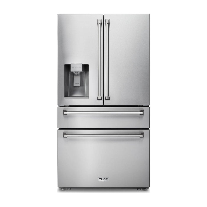 Thor Kitchen Kitchen Appliance Packages Thor Kitchen 48 In. Propane Gas Burner, Electric Oven Range, Range Hood, Refrigerator with Water and Ice Dispenser, Dishwasher, Wine Cooler Appliance Package
