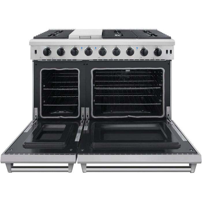 Thor Kitchen Kitchen Appliance Packages Thor Kitchen 48 in. Propane Gas Range, Range Hood and Microwave Drawer Appliance Package