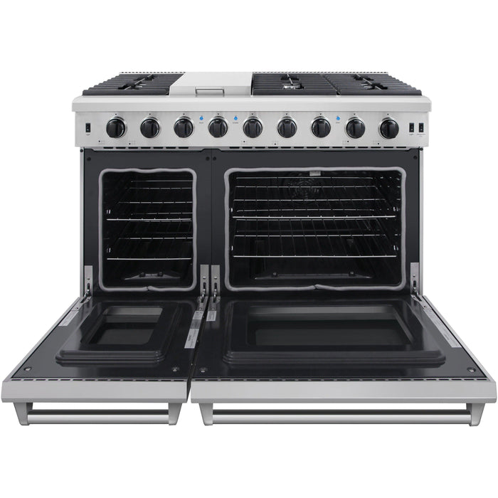 Thor Kitchen Kitchen Appliance Packages Thor Kitchen 48 In. Propane Gas Range, Range Hood, Dishwasher, Refrigerator, Microwave Drawer Appliance Package