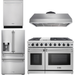 Thor Kitchen 48 in. Propane Gas Range, Range Hood, Dishwasher, Refrigerator with Water and Ice Dispenser Appliance Package