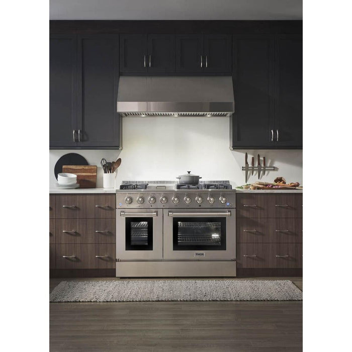 Thor Kitchen Kitchen Appliance Packages Thor Kitchen 48 in. Propane Gas Range, Range Hood, Microwave Drawer Appliance Package