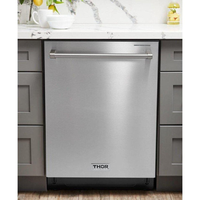 Thor Kitchen Kitchen Appliance Packages Thor Kitchen 48 in. Propane Gas Range, Range Hood, Refrigerator with Water and Ice Dispenser, Dishwasher, Microwave Drawer, Wine Cooler Professional Appliance Package