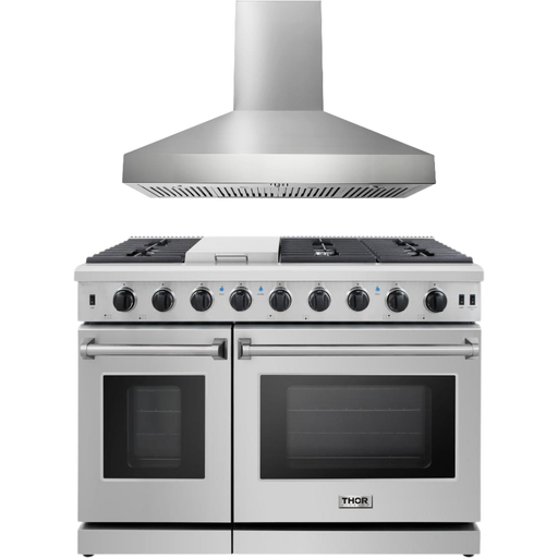 Thor Kitchen Kitchen Appliance Packages Thor Kitchen 48 in. Propane Gas Range, Wall Mount Range Hood Appliance Package