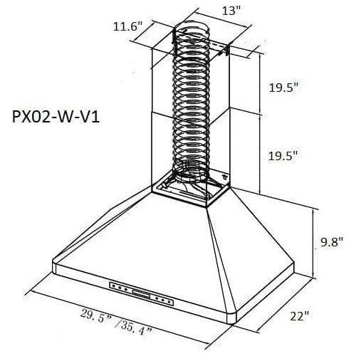 XtremeAir Deluxe Series DL02-W Wall Mount Range Hood