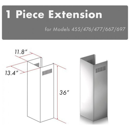 ZLINE Range Hood Accessories ZLINE 1 Piece Chimney Extension for 10ft Ceiling, 1PCEXT-455/476/477/667/697