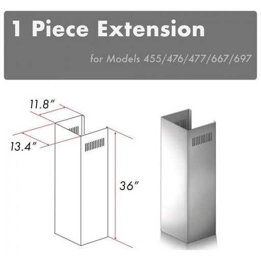 ZLINE 1 Piece Chimney Extension for 10ft Ceiling, 1PCEXT-455/476/477/667/697