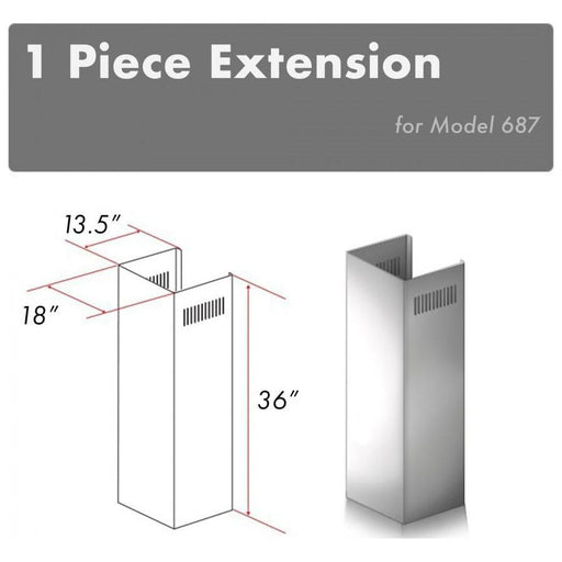 ZLINE Range Hood Accessories ZLINE 1 Piece Chimney Extension for 10ft Ceiling (1PCEXT-687)