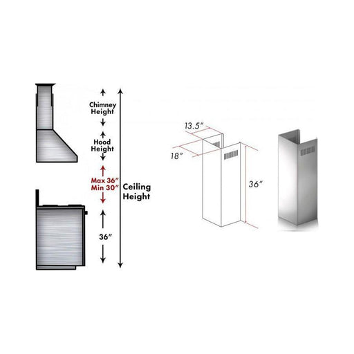 ZLINE 1 Piece Chimney Extension for 10ft Ceiling (1PCEXT-687)