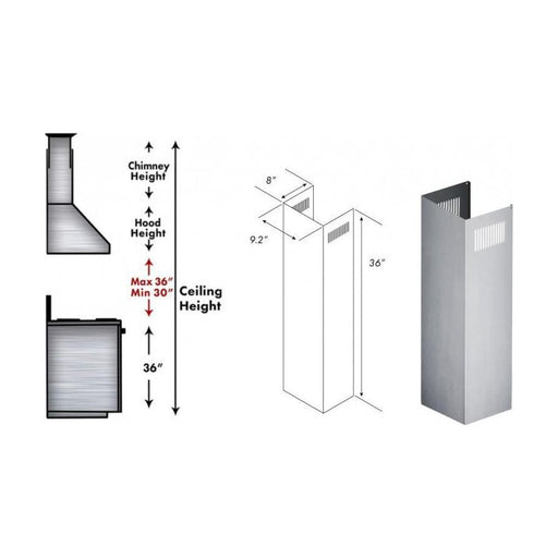 ZLINE Range Hood Accessories ZLINE 1 Piece Chimney Extension for 10ft Ceiling (1PCEXT-KB/KL2/KL3-304)