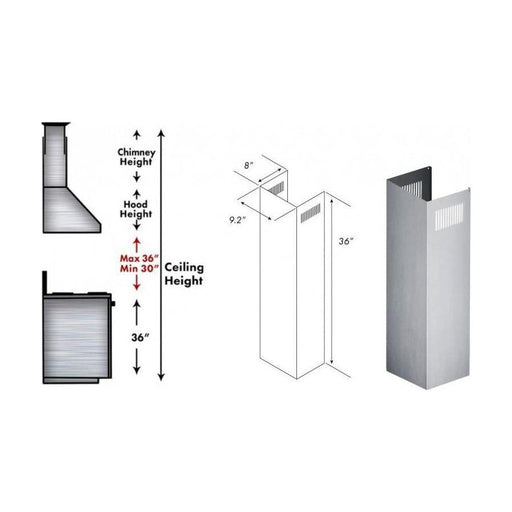 ZLINE 1 Piece Chimney Extension for 10ft Ceiling (1PCEXT-KB/KL2/KL3-304)