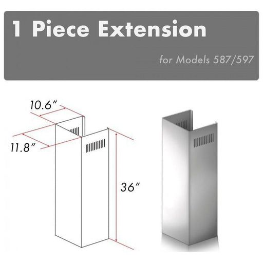 ZLINE Range Hood Accessories ZLINE 1 Piece Chimney Extension for 10ft. Ceilings (1PCEXT-587/597)