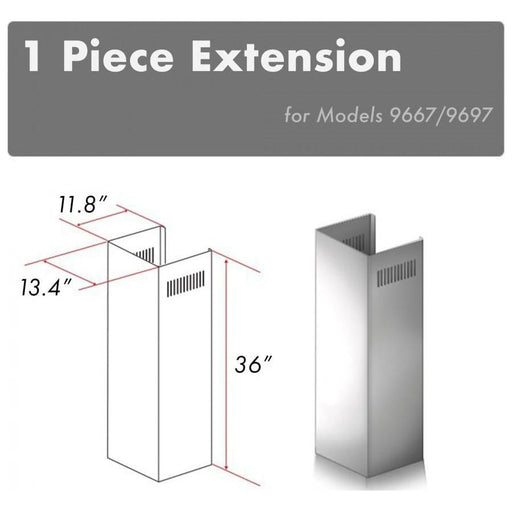 ZLINE Range Hood Accessories ZLINE 1 Piece Chimney Extension for 10ft. Ceilings (1PCEXT-9667/9697)