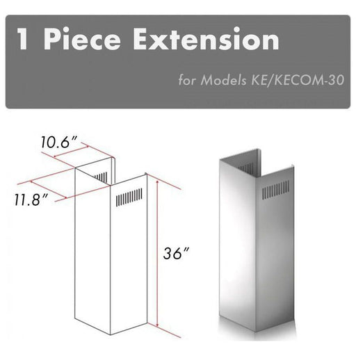 ZLINE 1 Piece Chimney Extension for 10ft. Ceilings (1PCEXT-KE/KECOM-30)