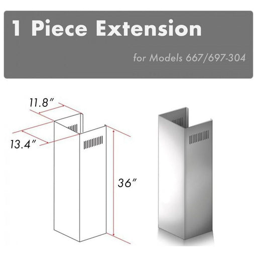 ZLINE Range Hood Accessories ZLINE 1 Piece Outdoor Chimney Extension for 10ft Ceilings (1PCEXT-667/697-304)