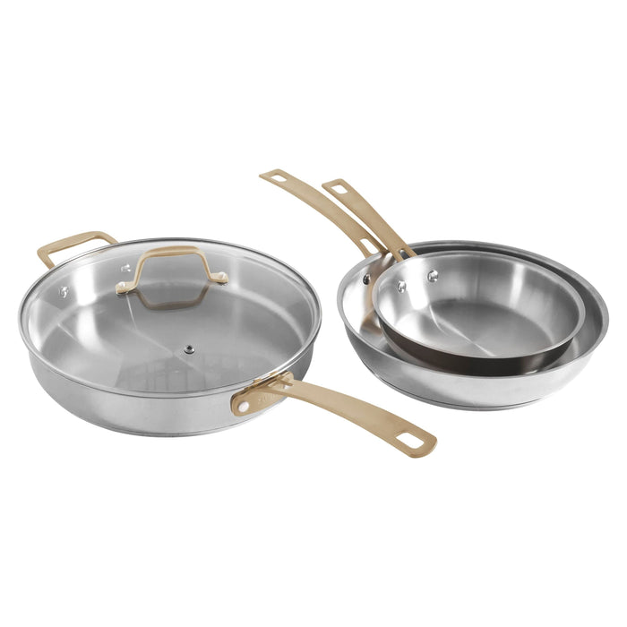 ZLINE 10 Piece Non-Toxic Cookware Set in Stainless Steel with Bronze Trim