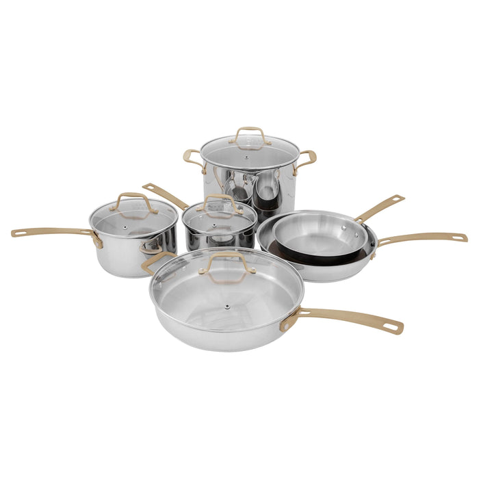 ZLINE Cookware Sets ZLINE 10 Piece Non-Toxic Cookware Set in Stainless Steel with Bronze Trim