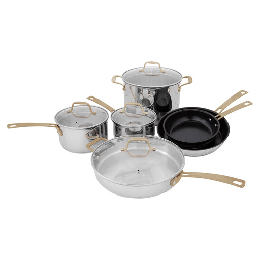 ZLINE Cookware Sets ZLINE 10 Piece Non-Toxic Stainless Steel and Nonstick Ceramic Cookware Set with Bronze Trim
