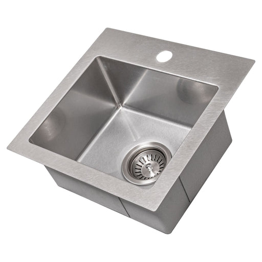 ZLINE Kitchen Sinks ZLINE 15 in. Donner Topmount Single Bowl DuraSnow® Stainless Steel Bar Kitchen Sink, STS-15S