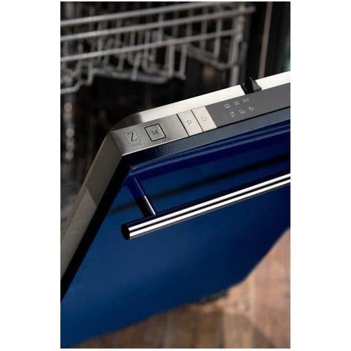 ZLINE Dishwashers ZLINE 18 in. Top Control Dishwasher In Blue Gloss Stainless Steel with Modern Style Handle DW-BG-H-18