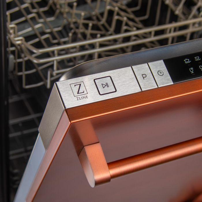 ZLINE 18 in. Top Control Dishwasher In Copper with Stainless Steel Tub and Traditional Style Handle DW-C-H-18