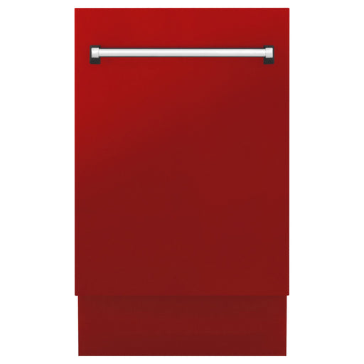 ZLINE 18 in. Top Control Tall Dishwasher In Red Matte with 3rd Rack DWV-RM-18