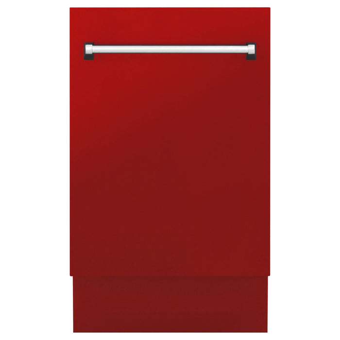 ZLINE 18 in. Top Control Tall Dishwasher In Red Matte with 3rd Rack DWV-RM-18