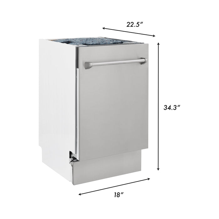 ZLINE 18 in. Top Control Tall Dishwasher In White Matte with 3rd Rack DWV-WM-18