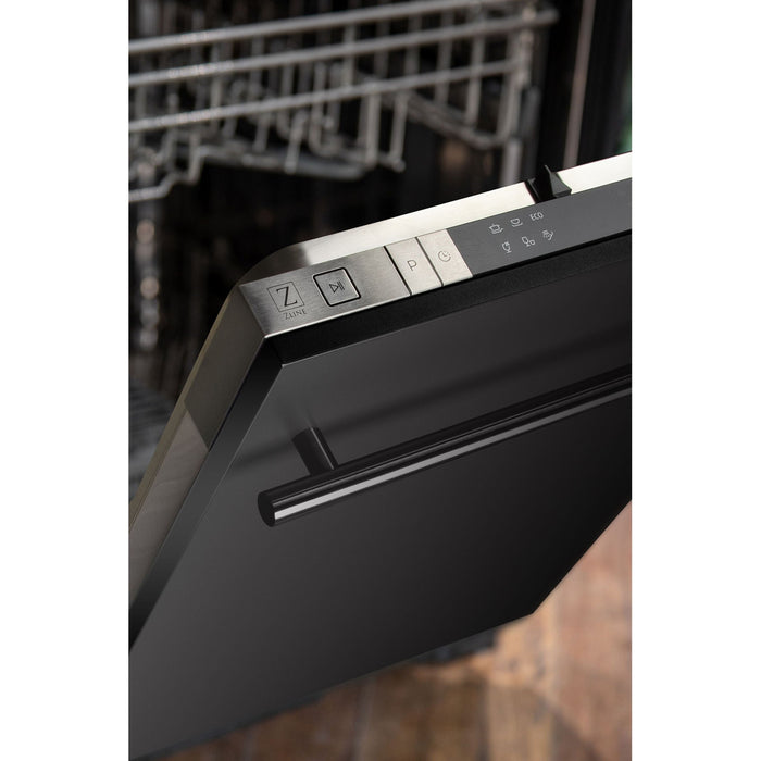 ZLINE Dishwashers ZLINE 18 Inch Compact Black Stainless Steel Top Control Dishwasher with Stainless Steel Tub and Modern Style Handle DW-BS-H-18