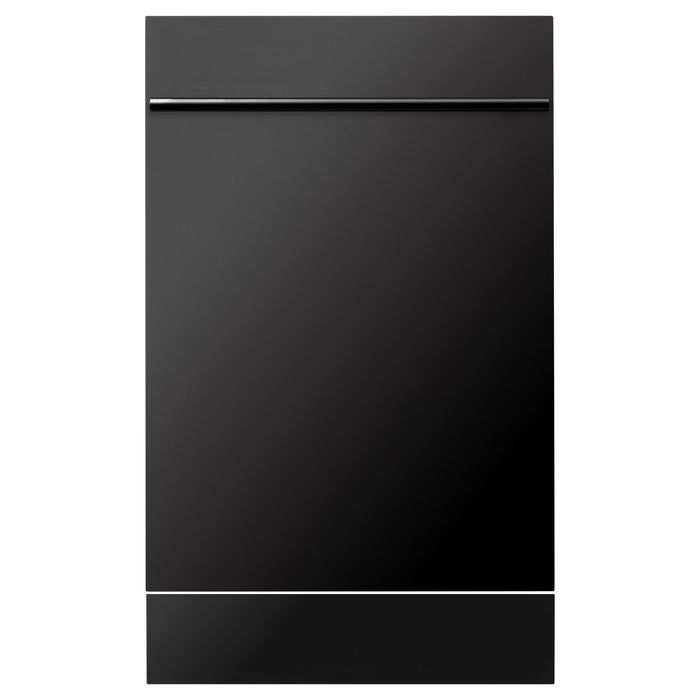 ZLINE Dishwashers ZLINE 18 Inch Compact Black Stainless Steel Top Control Dishwasher with Stainless Steel Tub and Modern Style Handle DW-BS-H-18