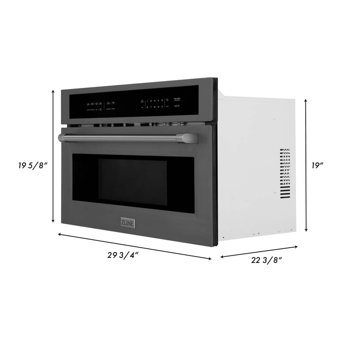 ZLINE Kitchen Appliance Packages ZLINE 2-Piece Appliance Package - 30-inch Electric Wall Oven with Self-Clean and 30-inch Build-In Microwave Oven in Black Stainless Steel (2KP-MW30-AWS30BS)