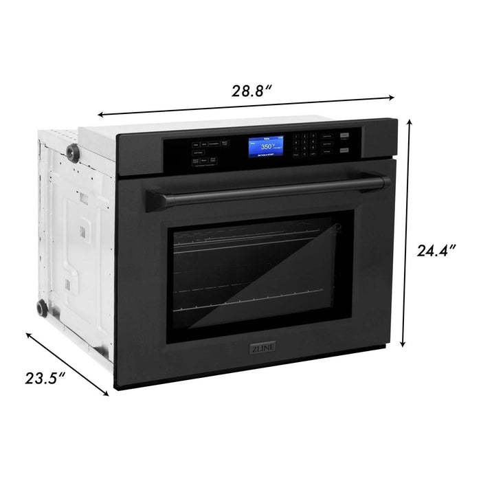 ZLINE 2-Piece Appliance Package - 30-inch Electric Wall Oven with Self-Clean and 30-inch Build-In Microwave Oven in Black Stainless Steel (2KP-MW30-AWS30BS)