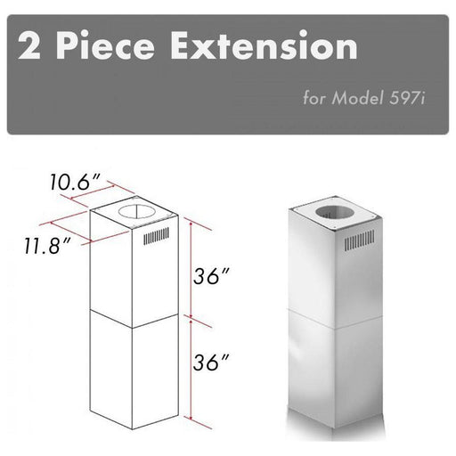 ZLINE 2 Piece Chimney Extension and mounting bracket for 10ft-12ft Ceiling (2PCEXT-597i)