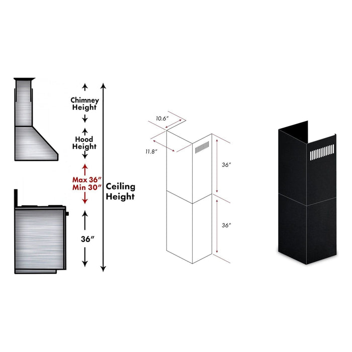 ZLINE 2 Piece Chimney Extension for 10-12ft Ceiling (2PCEXT-BSKEN)