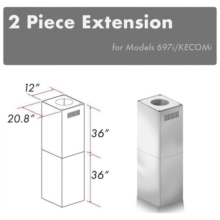 ZLINE 2 Piece Chimney Extension for 10ft-12ft Ceiling (2PCEXT-697i/KECOMi)