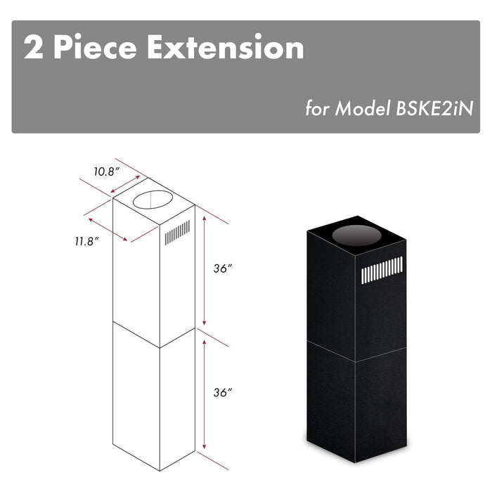 ZLINE Range Hood Accessories ZLINE 2 Piece Chimney Extension for 10ft-12ft Ceiling, 2PCEXT-BSKE2iN