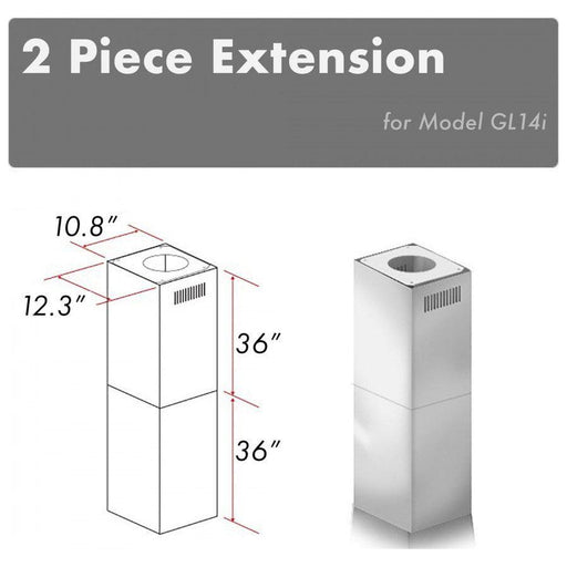 ZLINE Range Hood Accessories ZLINE 2 Piece Chimney Extension for 10ft-12ft Ceiling (2PCEXT-GL14i)