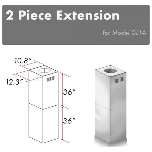 ZLINE 2 Piece Chimney Extension for 10ft-12ft Ceiling (2PCEXT-GL14i)