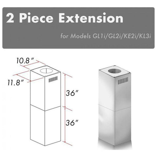 ZLINE Range Hood Accessories ZLINE 2 Piece Chimney Extension for 10ft-12ft Ceiling, 2PCEXT-GL1i/GL2i/KL3i/KE2i