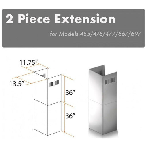 ZLINE Range Hood Accessories ZLINE 2 Piece Chimney Extension for 12ft Ceiling (2PCEXT-455/476/477/667/697)