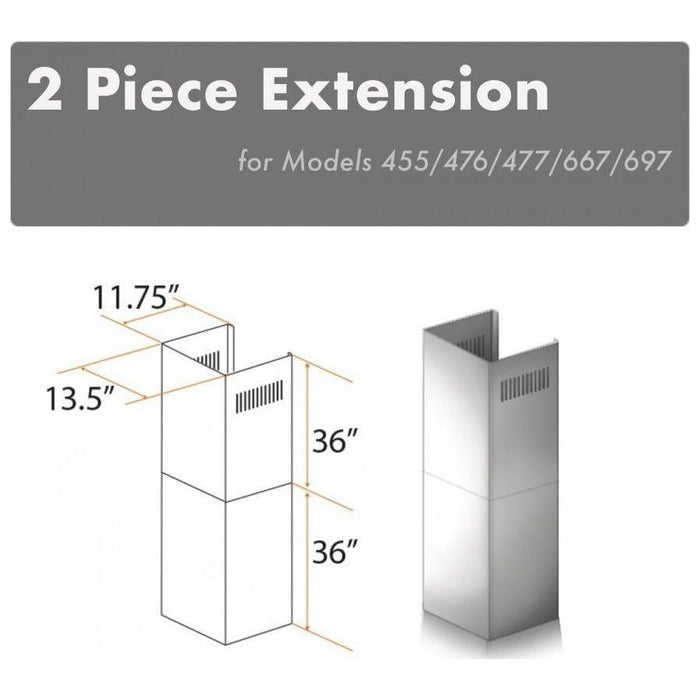 ZLINE 2 Piece Chimney Extension for 12ft Ceiling (2PCEXT-455/476/477/667/697)