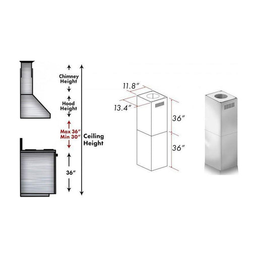 ZLINE 2 Piece Chimney Extension for 12ft Ceiling (2PCEXT-667/697-304)